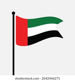 Bandeira dos Emirados Árabes Unidos. Emirados Árabes Unidos bandeira vetor ilustração ícone design. Bandeira de mastro flutuante.