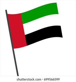 Flag of United Arab Emirates , United Arab Emirates flag waving isolated vector illustration