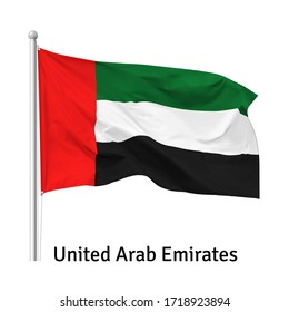 Flag the United Arab Emirates in the wind flagpole  vector