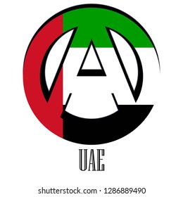 Flag of The United Arab Emirates of the world in the form of a sign of anarchy, which stands for freedom and equality of people.