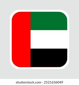 The flag of united arabic emirates (UAE). Flag icon. Standard color. flat vector square with rounded corners Computer illustration. Digital illustration. Vector illustration.	