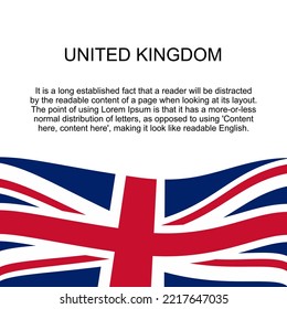 Flag of United Kingdom for banner in square white background. United Kingdom flag with space for text. United Kingdom square banner with flag . vector illustration eps10