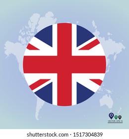 Flag of the United Kingdom, Britain flag circle. The symbol of Independence Day, a souvenir, a button for switching the language on the site, vector icon.