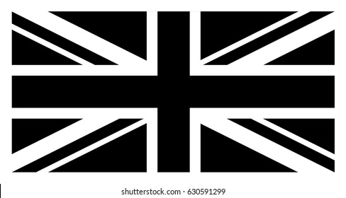 Flag of United Kingdom, British flag black and white background