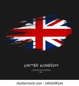 Flag of United Kingdom with brush stroke or paint on gray background vector illustration