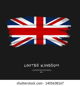 Flag of United Kingdom with brush stroke or paint on gray background vector illustration