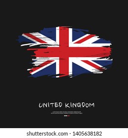 Flag of United Kingdom with brush stroke or paint on gray background vector illustration