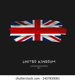 Flag of United Kingdom with brush stroke or paint on gray background vector illustration