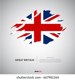 Flag of United United Kingdom with brush stroke or paint on gray background vector illustration.