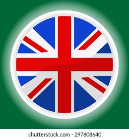  flag united kingdom button on green background