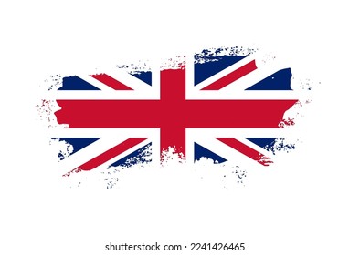 Flag of United Kingdom country with hand drawn brush stroke vector illustration
