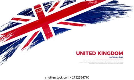 Flag of United Kingdom country. Happy National day of United Kingdom background with grunge brush flag illustration