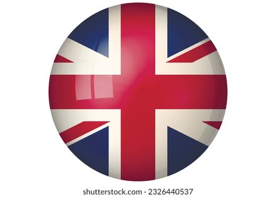 Flag of United Kingdom. English national symbol in official colors. Template icon. Abstract vector background. Round glass light ball, 3D big bubble, sphere.