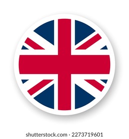 Flag of United Kingdom flat icon. Round vector element with shadow underneath. Best for mobile apps, UI and web design.