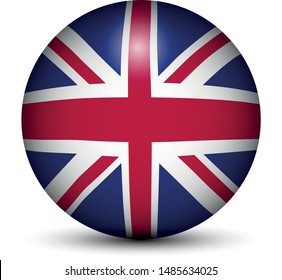 Flag of United Kingdom in the form of a ball isolated on white background.