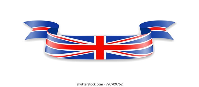 Flag of United Kingdom in the form of wave ribbon. Vector illustration.