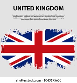 Flag of the United Kingdom of Great Britain and Northern Ireland, brush stroke background. Flag of United Kingdom. The Union Jack. Grunge UK flag.