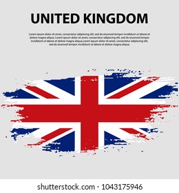 Flag of the United Kingdom of Great Britain and Northern Ireland, brush stroke background. Flag of United Kingdom. The Union Jack. Grunge UK flag.
