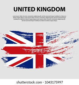 Flag of the United Kingdom of Great Britain and Northern Ireland, brush stroke background. Flag of United Kingdom. The Union Jack. Grunge UK flag.