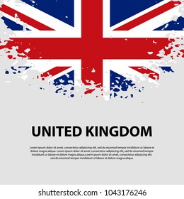 Flag of the United Kingdom of Great Britain and Northern Ireland, brush stroke background. Flag of United Kingdom. The Union Jack. Grunge UK flag.