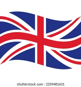 Flag of the United Kingdom of Great Britain and Northern Ireland. Vector illustration flat design. The flag flutters in the wind. Isolated on white background.