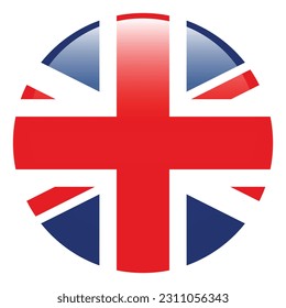 The flag of the United Kingdom of Great Britain and Northern Ireland. Flag icon. Standard color. Round flag. 3d illustration. Computer illustration. Digital illustration. Vector illustration.