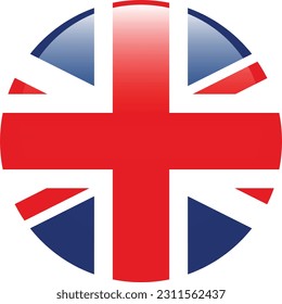 The flag of the United Kingdom of Great Britain and Northern Ireland. Flag icon. Standard color. Round flag. 3d illustration. Computer illustration. Digital illustration. Vector illustration.