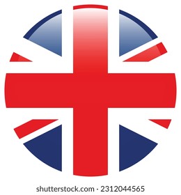 The flag of the United Kingdom of Great Britain and Northern Ireland. Flag icon. Standard color. Round flag. 3d illustration. Computer illustration. Digital illustration. Vector illustration.