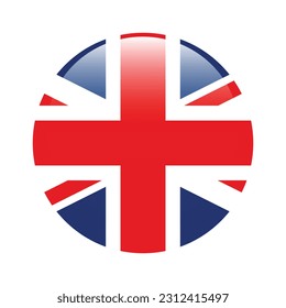 The flag of the United Kingdom of Great Britain and Northern Ireland. Flag icon. Standard color. Round flag. 3d illustration. Computer illustration. Digital illustration. Vector illustration.