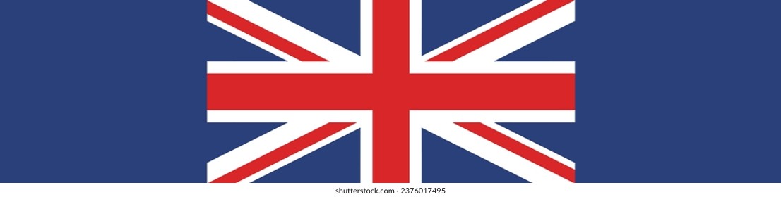 Flag of the United Kingdom of Great Britain and Northern Ireland. Flag icon. Standard color. A long banner. Computer illustration. Digital illustration. Vector illustration.