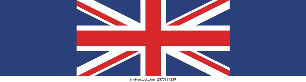 Flag of the United Kingdom of Great Britain and Northern Ireland. Flag icon. Standard color. A long banner. Computer illustration. Digital illustration. Vector illustration.