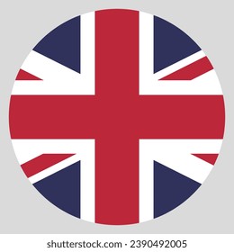 Flag of the United Kingdom of Great Britain and Northern Ireland. Button flag icon. Standard color. Circle icon flag. Computer illustration. Digital illustration. Vector illustration.