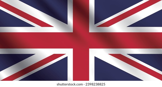 Flag of the United Kingdom of Great Britain and Northern Ireland. The official ratio. The wavy flag. Standard size. Flag icon. Digital illustration. Computer illustration. Vector illustration.