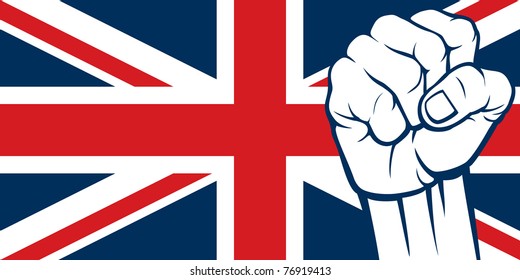 Flag of United Kingdom of Great Britain and Northern Ireland with fist