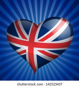 Flag of United Kingdom in heart shape svg