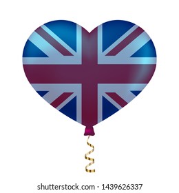 Flag of United Kingdom in heart shape. vector illustration.