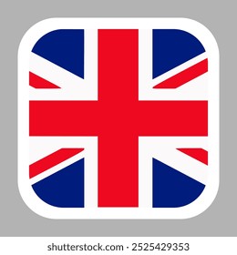 The flag of United Kingdom. Flag icon. Standard color. flat vector square with rounded corners. Computer illustration. Digital illustration. Vector illustration