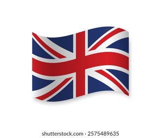 Flag of United Kingdom icon. Wavy vector element with shadow. Best for mobile apps, UI and web design.