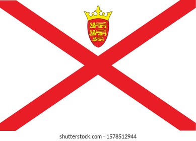 Flag of the United Kingdom island of Jersey in the English Channel
