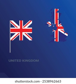 La bandera del Reino Unido, conocida como Union Jack, combina Elementos de las banderas de Inglaterra, Escocia e Irlanda. Su diseño presenta un campo azul con un fondo rojo.