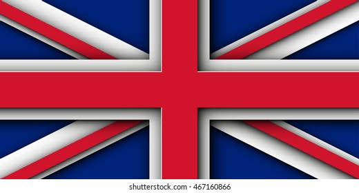 Flag of United Kingdom made of a single color stripes. Abstract poster. Vector banner illustration