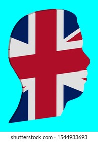 Flag of the United Kingdom in Man Head Shape 3D Vector illustration eps 10