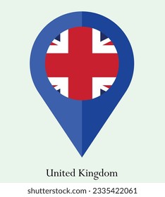 Flag of United Kingdom, Flag of United Kingdom Map pointer icon. Vector illustration flag pointer.