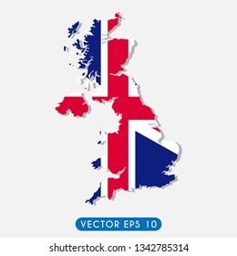 Flag of United Kingdom maps territory, Great Britain flag template design. Vector Eps 10