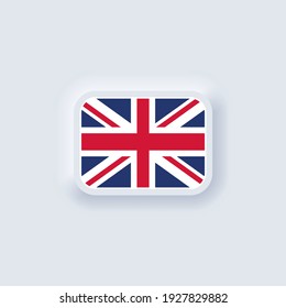 Flag of United Kingdom. National United Kingdom flag. United Kingdom symbol. Vector illustration. EPS10. Simple icons with flags. Neumorphic UI UX white user interface. Neumorphism
