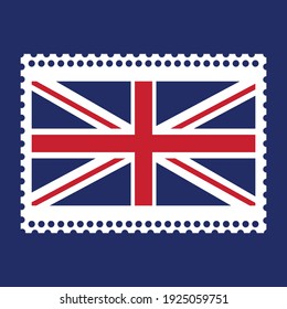 Flag of the United Kingdom on stamp paper vector illustration.