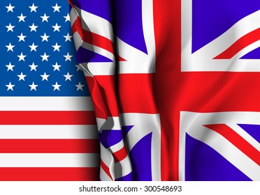 Flag of United Kingdom over the USA 