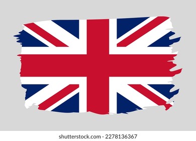 Flag of United Kingdom painted with a brush stroke. Abstract concept. National flag in grunge style. Vector illustration