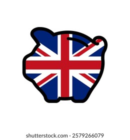 Flag of United Kingdom, piggy bank icon, vector symbol.