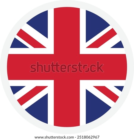 Flag of the United Kingdom. Round vector icon in flat style. Icon for apps, UI or web design